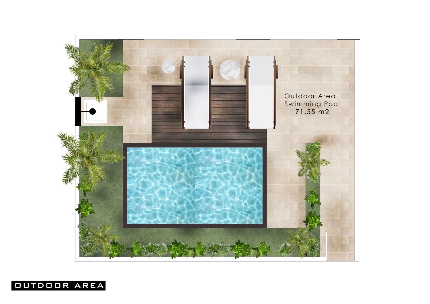 Villa 231 outdoor area — pool, 71.55 m²